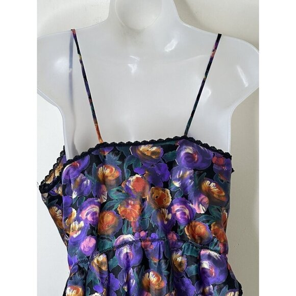 Vintage Myonne Lingerie Dark Floral Lace High Cut Silky Teddy Romper Medium Y2K - Picture 5 of 10